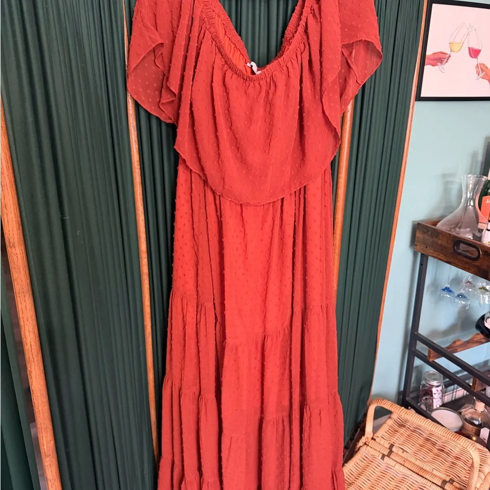 Baltic Born Rust Red Off-Shoulder Maxi Dress - Picture 2 of 3